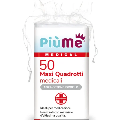 PIUME 50 MAXI QUADROTTI MEDICALI 100% COTONE IDROFILO IN BUSTA