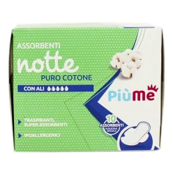 PIUME ASSORBENTI NOTTE CON ALI PURO COTONE 10 PEZZI