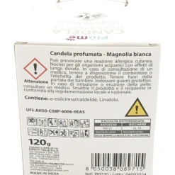PIUME CANDELA PROFUMATA PROFUMAZIONE AMBIENTE MAGNOLIA BIANCA 120 GRAMMI