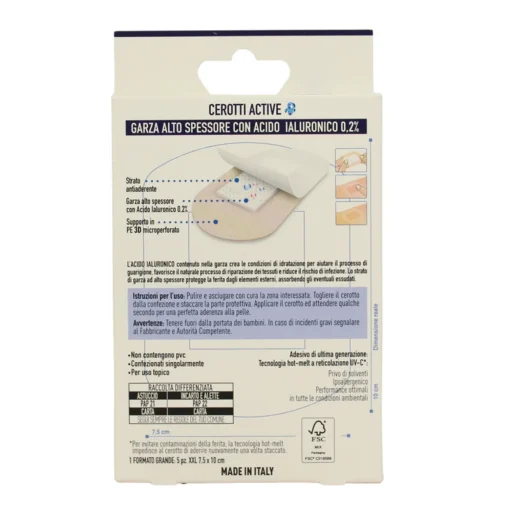 PIUME CEROTTI GARZA CICATRIZZANTE FORMATO XXL 7,5x10  5 PEZZI