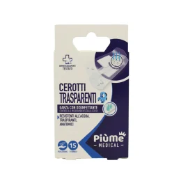 PIUME CEROTTI TRASPARENTI GARZA DISINFETTANTE 15 PEZZI FORMATO MEDIO
