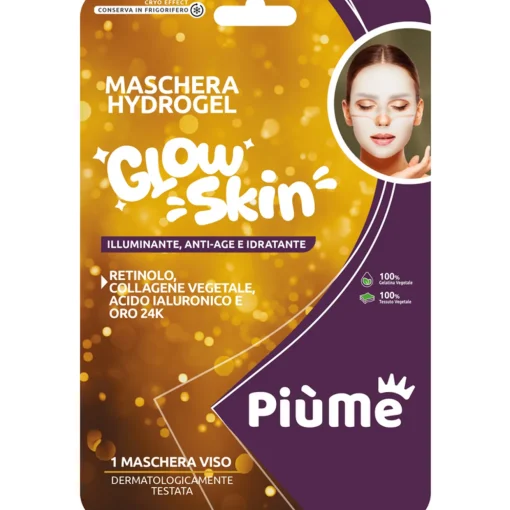 PIUME MASCHERA VISO HYDROGEL GLOW SKIN ILLUMINANTE ANTI-AGE IDRATANTE 1 PEZZO