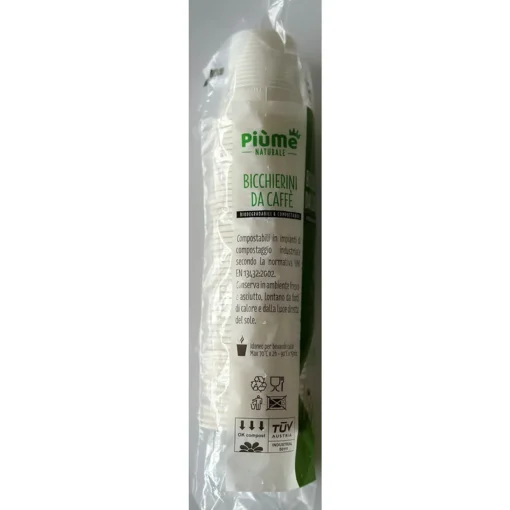PIUME NATURALE 50 BICCHIERINI DA CAFFE' BIODEGRADABILI & COMPOSTABILI