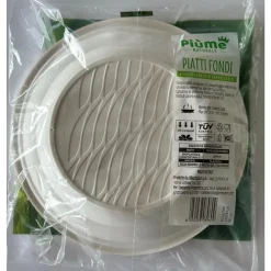 PIUME NATURALE 15 PIATTI FONDI BIODEGRADABILI & COMPOSTABILI