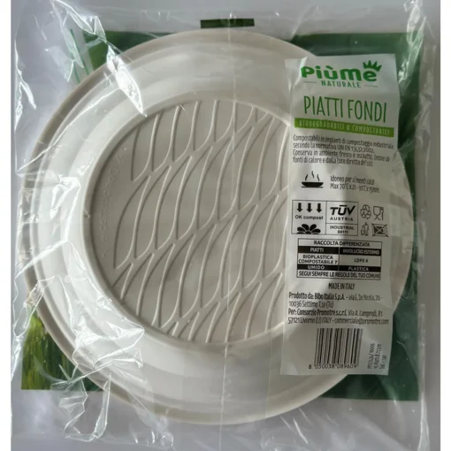 PIUME NATURALE 15 PIATTI FONDI BIODEGRADABILI & COMPOSTABILI