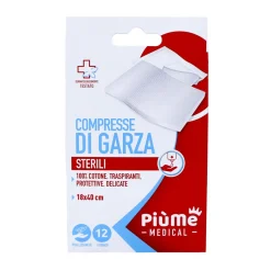 PIUME PRIMO SOCCORSO COMPRESSA DI GARZA 12 PZ 18*40 CM