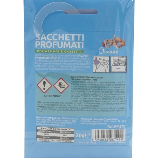 PIUME SACCHETTO PROFUMATORE ARMADI E CASSETTI OCEANO 1 PEZZO 20 GRAMMI
