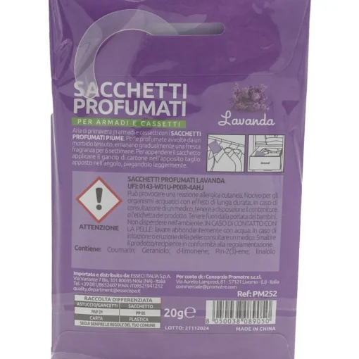 PIUME SACCHETTO PROFUMATORE ARMADI E CASSETTI LAVANDA 1 PEZZO 20 GRAMMI