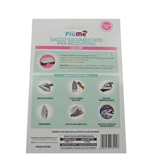 PIUME SACCO SALVABUCATO PER REGGISENO CON ZIP 30x18 CM