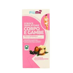 PIUME STRISCE DEPILATORIE CORPO E GAMBE CON BURRO DI KARITE' BIO, OLIO DI ARGAN BIO, CERA D'API & VITAMINA E PELLI NORMALI 16 PZ
