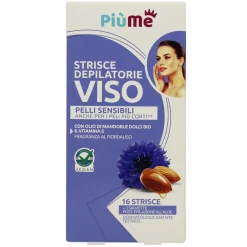 PIUME STRISCE DEPILATORIE VISO CON OLIO DI MANDORLE DOLCI BIO & VITAMINA E PELLI SENSIBILI 16 PZ