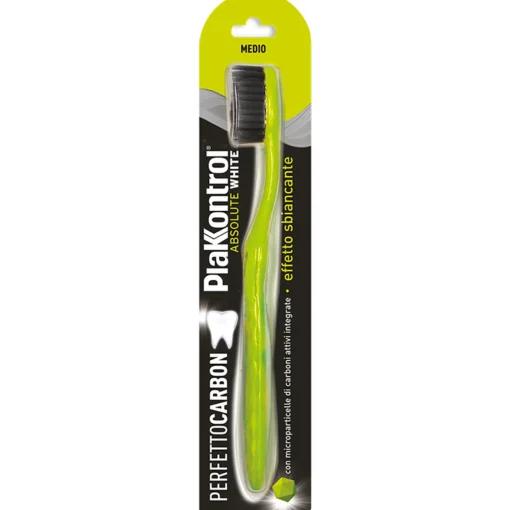 PLAKKONTROL SPAZZOLINO DENTI PERFETTO CARBON MEDIO ABSOLUTE WHITE