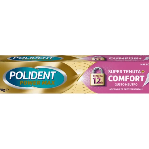 POLIDENT POWER MAX SUPER TENUTA + COMFORT GUSTO NEUTRO ADESIVO PER PROTESI 70 grammi