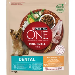 PURINA ONE DOG MINI SMOLL <10 KG  DENTAL POLLO CON RISO BUSTA 800 GRAMMI