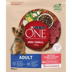 PURINA ONE MY DOG MINI SMOLL <10 KG ADULT BUSTA MANZO CON RISO 800 GRAMMI