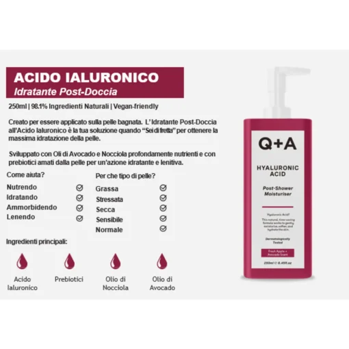 Q+A HYALURONIC ACID POST SHOWER MOISTURISER 250 ML
