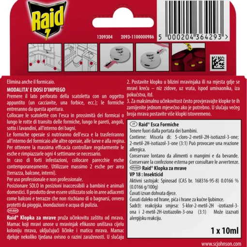 RAID ESCA FORMICHE INSETTICIDA PRONTO ALL'USO 1 PEZZO