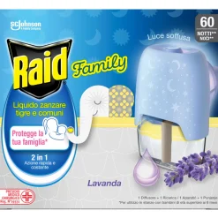 RAID FAMILY DIFFUSORE ELETTRICO + RICARICA LIQUIDA 60 NOTTI LAVANDA
