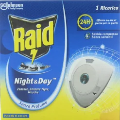 RAID NIGHT&DAY INSETTICIDA RICARICA PER DIFFUSORE ELETTRICO ZANZARA TIGRE E COMUNE