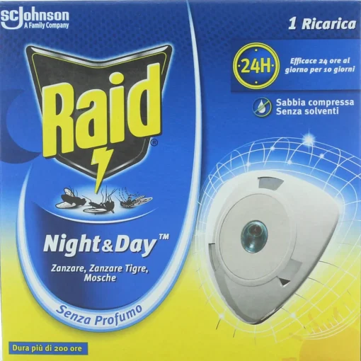 RAID NIGHT&DAY INSETTICIDA RICARICA PER DIFFUSORE ELETTRICO ZANZARA TIGRE E COMUNE