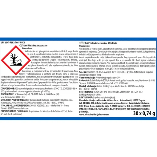RAID PIASTRINE ANTIZANZARE 30 PEZZI