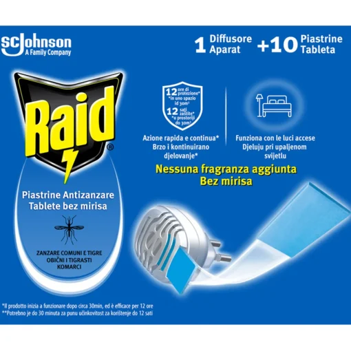 RAID ZANZARE DIFFUSORE + 10 PIASTRINE