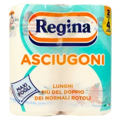 REGINA CARTA CUCINA ASCIUGONI 2 ROTOLI 2 VELI MAXI FOGLI 200 STRAPPI