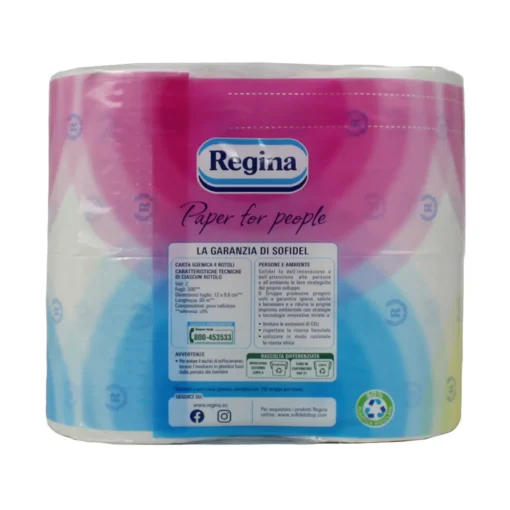 REGINA CARTA IGIENICA 4 ROTOLONI 2 VELI 500 STRAPPI