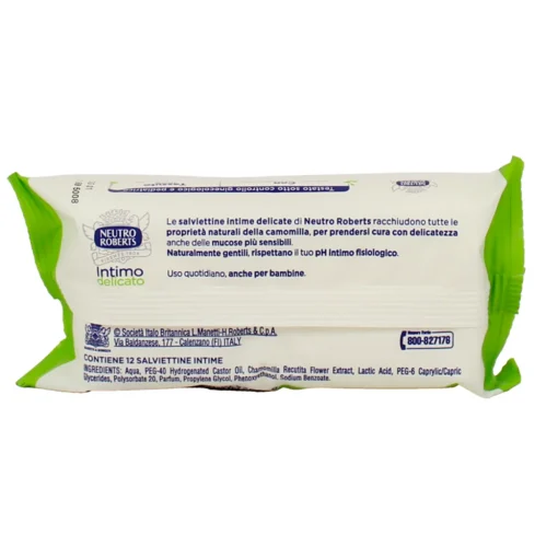 ROBERTS INTIMA 12 SALVIETTE CAMOMILLA GETTABILI NEL WC