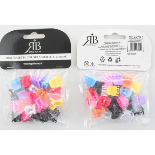 ROYAL BEAUTY 24 PINZETTE MINI PER CAPELLI COLORI ASSORTITI