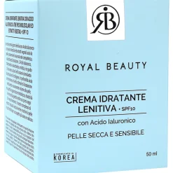ROYAL BEAUTY CREMA IDRATANTE LENITIVA SPF10 CON ACIDO IALURONICO PER PELLE SECCA e SENSIBILE 50 ML