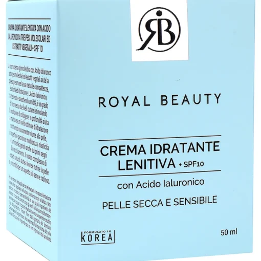 ROYAL BEAUTY CREMA IDRATANTE LENITIVA SPF10 CON ACIDO IALURONICO PER PELLE SECCA e SENSIBILE 50 ML