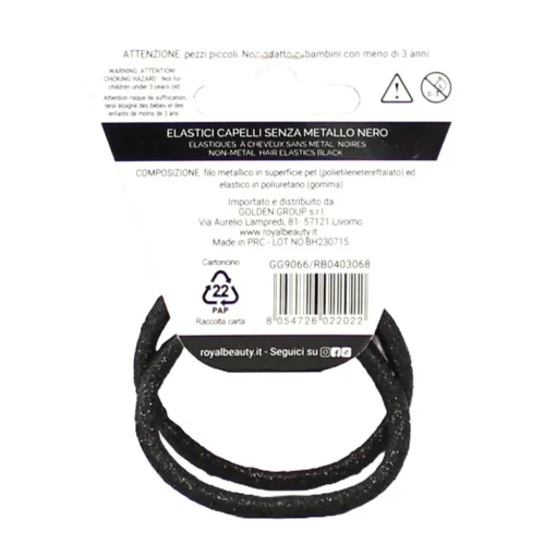 ROYAL BEAUTY ELASTICI PER CAPELLI SENZA METALLO NERO