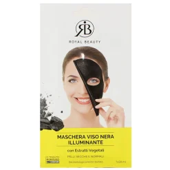 ROYAL BEAUTY MASCHERA VISO NERA PELLI SECCHE E NORMALI IN TESSUTO MONOUSO AL CARBONE