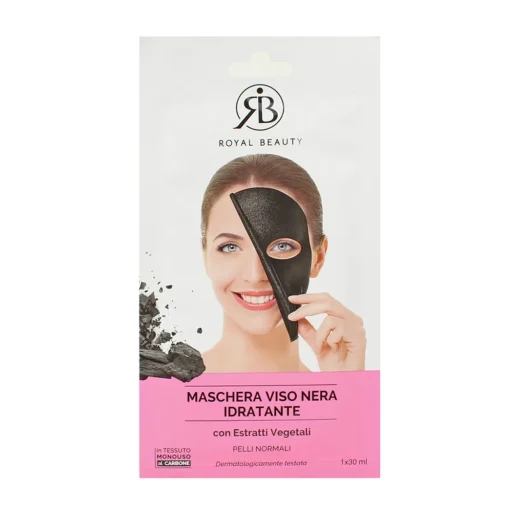 ROYAL BEAUTY MASCHERA VISO NERA IN TESSUTO IDRATANTE