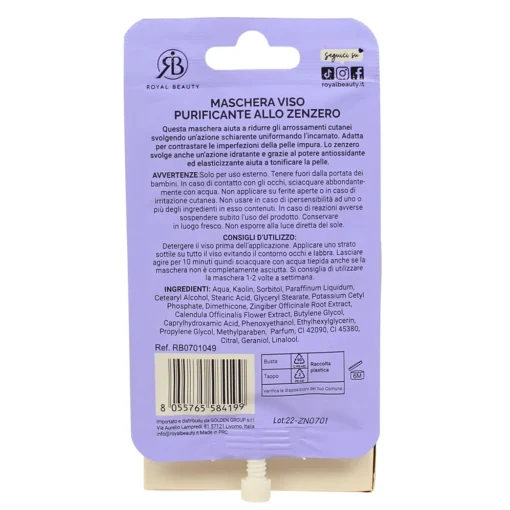 ROYAL BEAUTY MASCHERA VISO ALLO ZENZERO MONODOSE