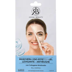 ROYAL BEAUTY MASCHERA VISO EFFETTO GEL LEVIGANTE ANTIRUGHE IN TESSUTO MONODOSE