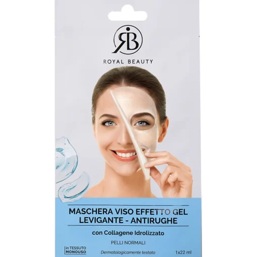 ROYAL BEAUTY MASCHERA VISO EFFETTO GEL LEVIGANTE ANTIRUGHE IN TESSUTO MONODOSE