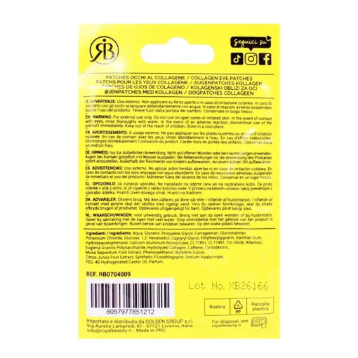 ROYAL BEAUTY PATCHES OCCHI COLLAGENE ANTI RUGHE & NUTRIENTE RB704009
