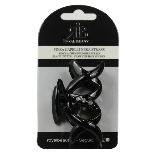 ROYAL BEAUTY PINZA PER CAPELLI NERA STRASS
