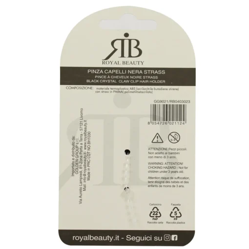 ROYAL BEAUTY PINZA PER CAPELLI NERA STRASS