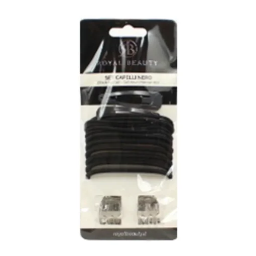 ROYAL BEAUTY SET NERO PINZETTE - CLIC CLAC - ELASTICI PER CAPELLI