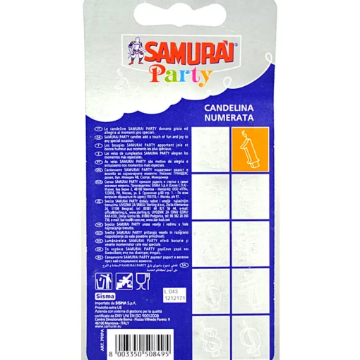 SAMURAI PARTY CANDELA COMPONIBILE ANNI 1 BLISTER