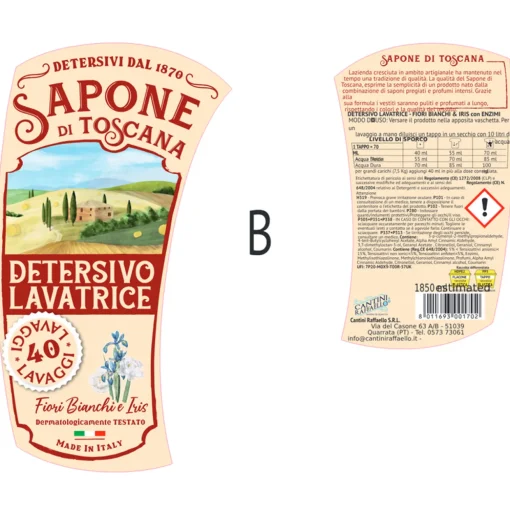SAPONE DI TOSCANA DETERSIVO LIQUIDO BUCATO LAVATRICE FIORI BIANCHI E IRIS 40 LAVAGGI 1,850 LITRI