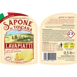 SAPONE DI TOSCANA LAVAPIATTI CONCENTRATO 20% DI ATTIVO LIMONE ELIMINA CATTIVI ODORI ALTO POTERE SGRASSANTE 500 ML