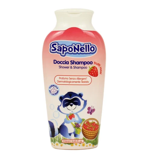 SAPONELLO DOCCIASCHIUMA SHAMPOO IDRATANTE AI FRUTTI ROSSI 250 ML #BAMBINI
