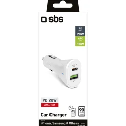 SBS CARICABATTERIE DA AUTO PD 20W BIANCO 24086
