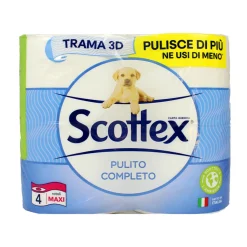 SCOTTEX CARTA IGIENICA PULITO COMPLETO 4 ROTOLONI MAXI