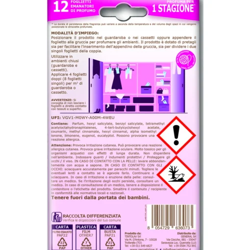 SECRETS LAUNDRY 12 FOGIETT EMANATORI PROFUMO FLOWER PROTEGGE & PROFUMA ARMADI e CASSETTI