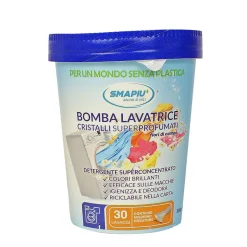 SMAPIU BOMBA LAVATRICE CRISTALLI SUPERPROFUMATI FIORI DI CAMPO DETERGENTE SUPER CONCENTRATO 30 LAVAGGI BARATTOLO 500 grammi